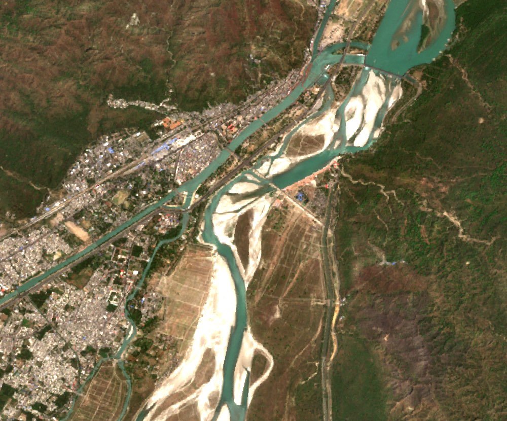Satellite image of the same area, No Kumbh, 19 April 2022