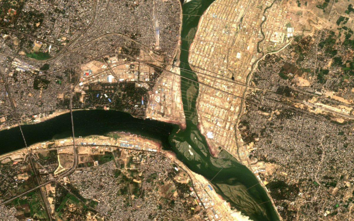Satellite image of the same area, Maha Kumbh, 11 February 2025