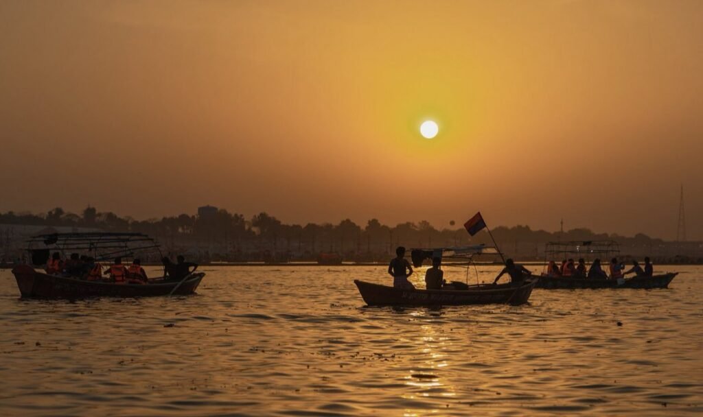 Boats at the Sangam, Prayagraj